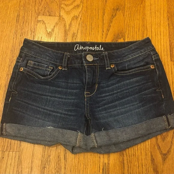 Aeropostale midi jean shorts cut off low rise Y2K Style size 000 - Picture 3 of 8